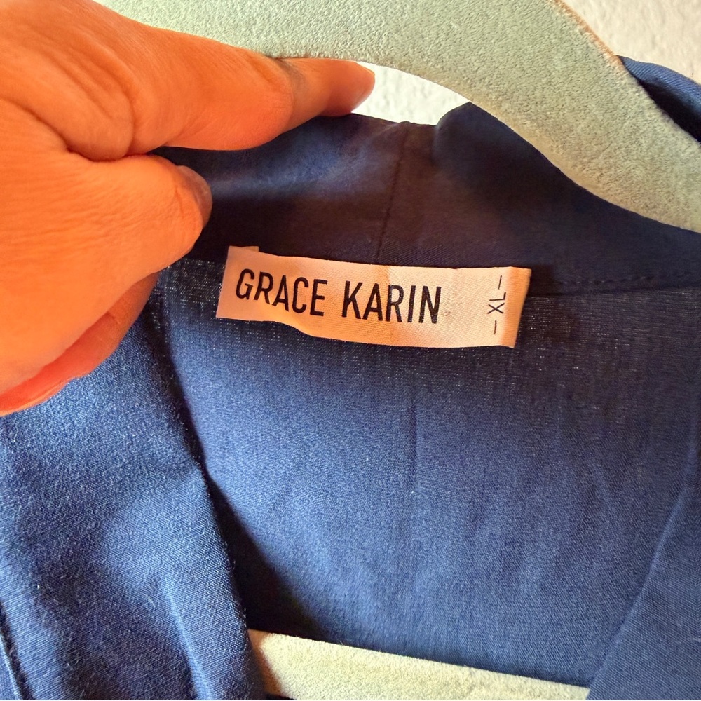Navy Tie Neck Blouse XL Office Siren Career Staple Workwear Chic Feminine Top‎ - Picture 3 of 11